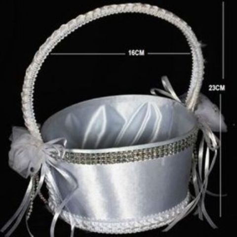 Bling White Wedding Flower girl Basket