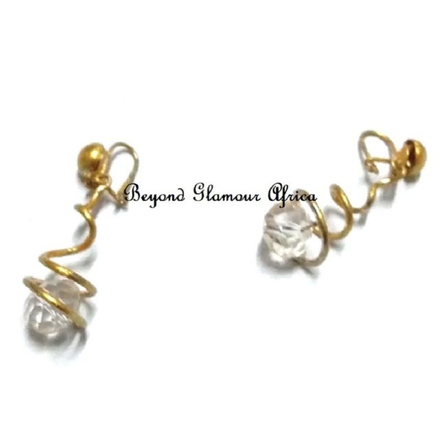 Ladies Gold Plated white Crystal Earrings