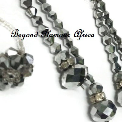 Ladies Grey Crystal Jewelry Set