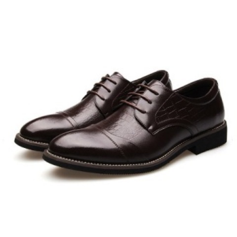 Dark Tan Formal Leather Rubber Sole Men Official Shoe