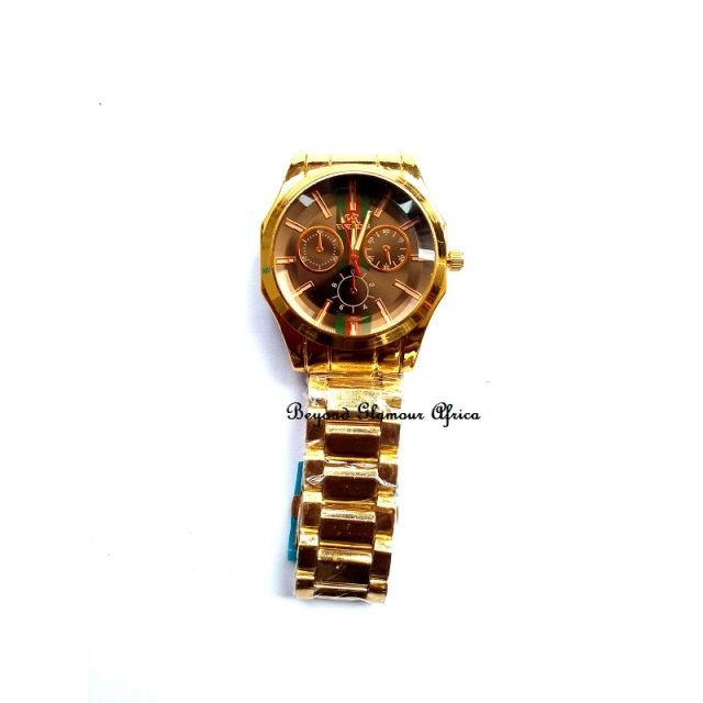 Mens  Gold Plated Chronograph Brown Face watch