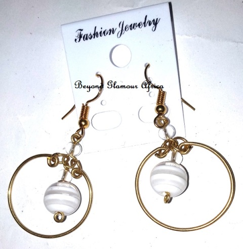 Ladies Beaded Brass Loop earrings