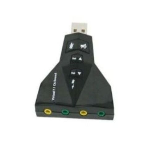 USB Sound Card with Double Headset Output - Black