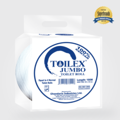 Toilex Jumbo White Toilet Tissue Single Roll 12s