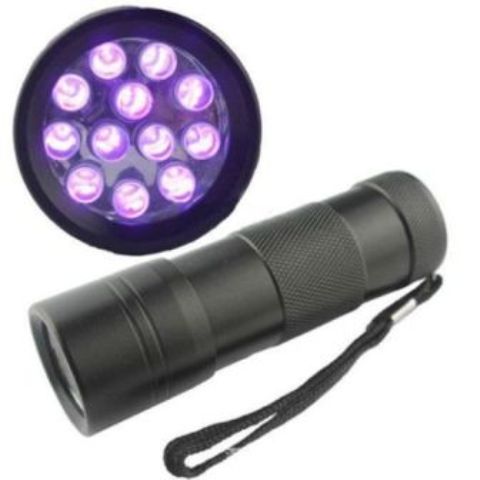 Generic 395NM UV 12 LEDs Purple Light LED Torch for Amber Currency Detector Portable Aluminium UV Ultra Violet