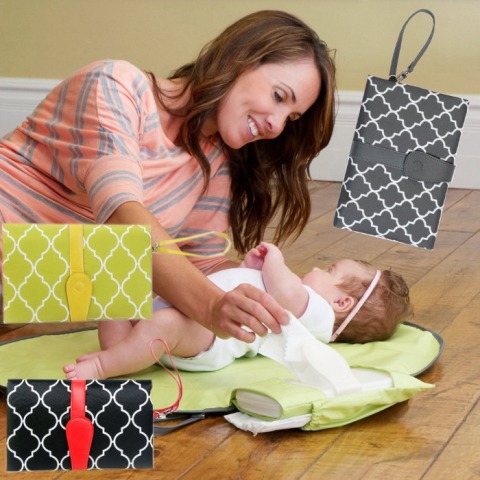 Diaper Changing Clutch Pad -Portable Station Wipeable Waterproof +Easy Fold