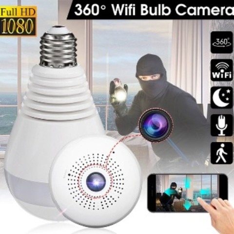 Light Camera Security 1080p WiFi Wireless Smart spy Bulb Camera Home Security Surveillance Video System Light