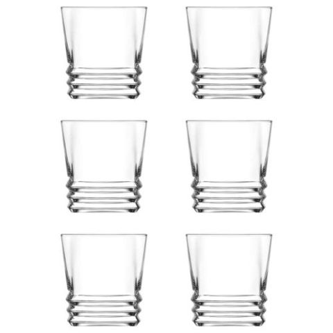 Lav Ridged Whisky Tumbler Glasses - 315ml - Pack Of 6