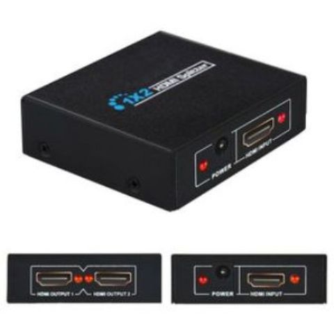2 Port Hdmi Splitter 3D 1x2 HDMI Switch DC 5V Adapter 1 In 2 Out Switcher Support HDTV 1080P