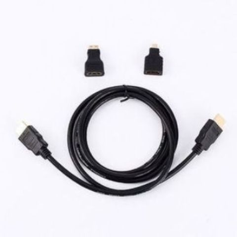 3-In-1 HD HDMI To Mini HDMI Micro HDMI Adaptor Cable Kit For PC TV Phone (Black)