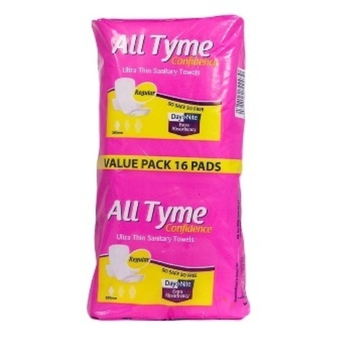 All Tyme Sanitary Towels Regular, Medium, Large 16s