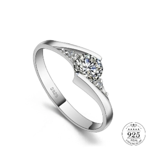 925 Sterling Silver Zirconic Crystal Stylish Engagement Ring
