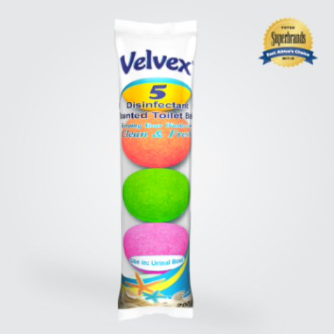 Velvex Disinfectant Scented Coloured Toilet Balls 5 Balls