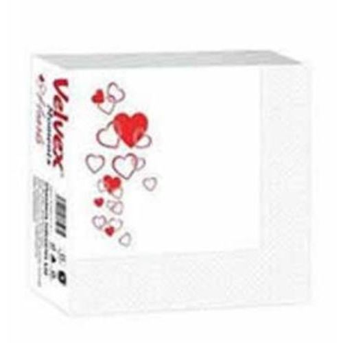 Velvex Moment Hearts White Serviettes/Napkin - 50 Sheets