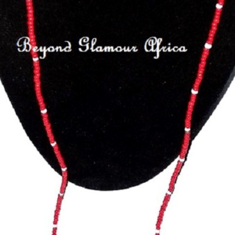 Red Beaded Maasai necklace with pendant
