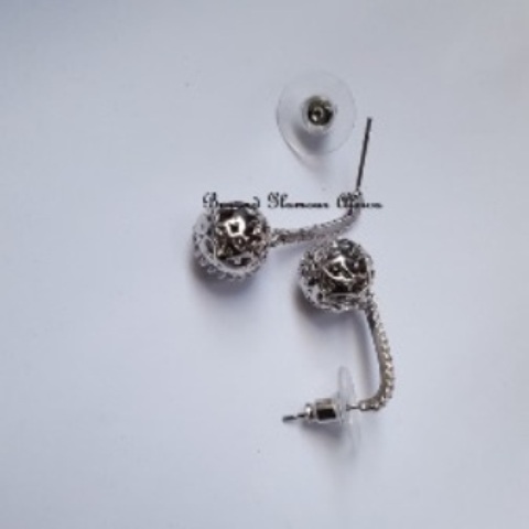Ladies Silver Plated Drop Ball  Earrings