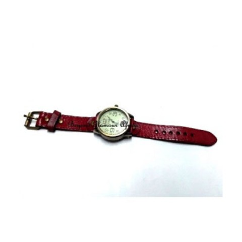 Unisex crimson leather watch