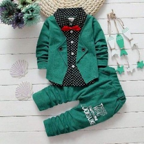 Green 3 Piece Baby Suit
