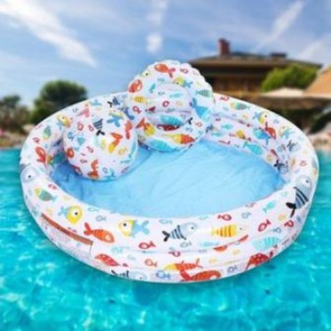 Kids Inflatable Pool Set With Swimming Ring Beach Ball Child Swim Center