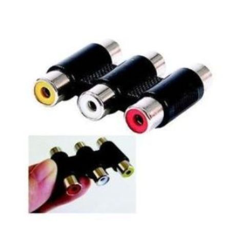 3 RCA Female to Female Gold Plated Adapter (Coupler)