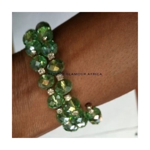 Ladies Spiral Green crystal bracelet