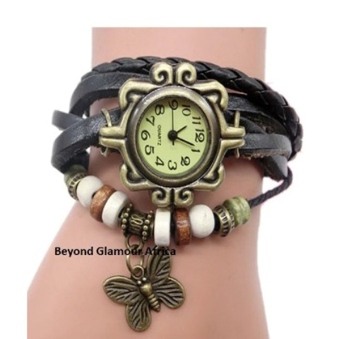 Ladies Brown leather bracelet watch