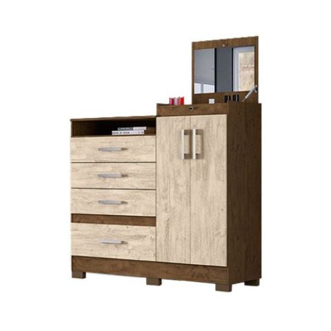 Moval Chest Elegance Dresser 4 Drawers & 2 Doors With Mirror