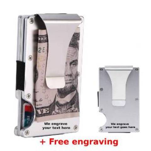 Card Holder Minimalist Wallet Metal Money Clip-Free Engraving
