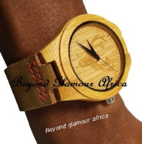 Mens Leather Band Wooden Watch