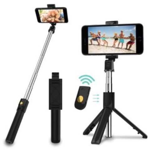 Generic Flexible Expandable 3 In 1 Wireless Bluetooth Tripod Selfie Stick For Smartphone