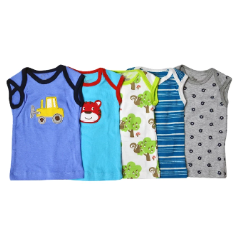 Carter's 5 Pack Assorted Cotton Baby Boy Vests - Mixed Colours