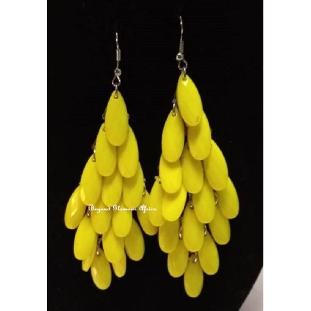Womens Yellow  Crystal chandelier earrings