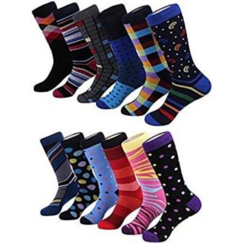 Fashion Multicoloured Socks 12 Pairs Set 100% Cotton