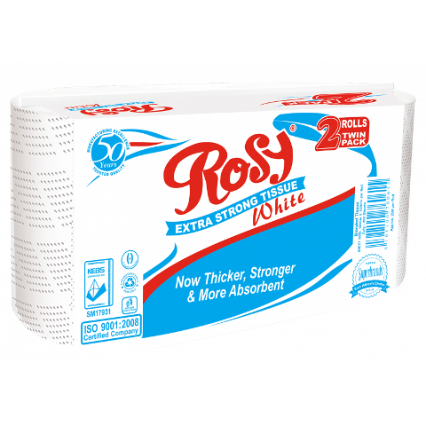 Rosy 2 Ply Unwrapped White Toilet Tissue Twin Pack
