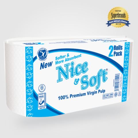 Nice & Soft 2 Ply Premium Unwrapped White Toilet Tissue Twin Pack