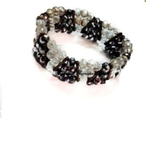 Ladies Black/White Crystal Triple strand bracelet