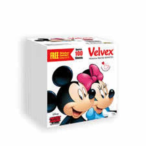 Velvex Premium Printed Disney Mickey & Minnie Serviettes/Napkins - 100 Sheets