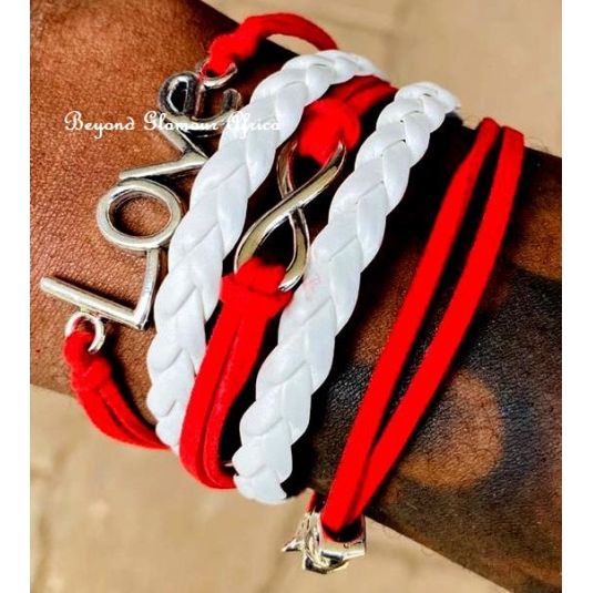 Red Multi layered Leather Bracelet