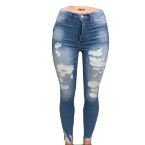 Fashion ble Rugged Ladies Jeans- Blue