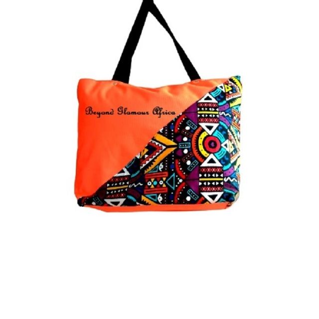 Womens Orange ankara canvas handbag