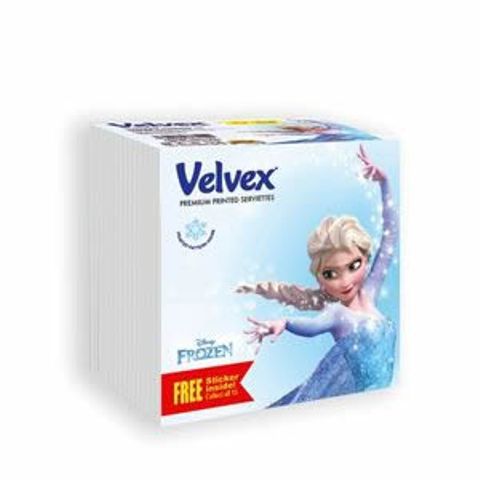 Velvex Premium Printed Disney Frozen Serviettes/Napkins- 1 Pack (Free sticker inside! Collect all 15)