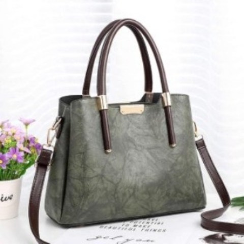 Classy leather handbag Grey and Brown