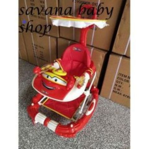 3 In 1 Baby Walker/Rocker With Push Handle And Canopy
