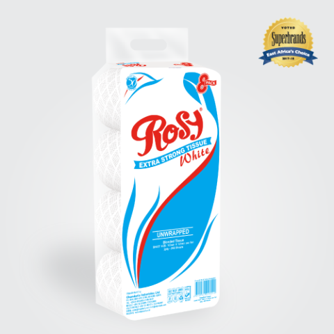Rosy 2 Ply Unwrapped White Toilet Tissue 8 Pack
