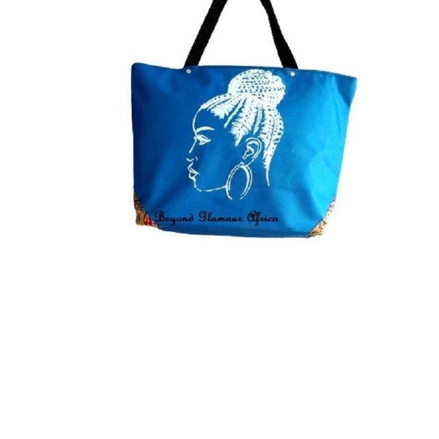 Womens Blue  ankara canvas handbag