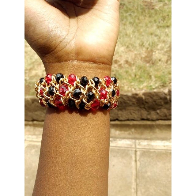 Womens Red Crystal Chain Bracelet