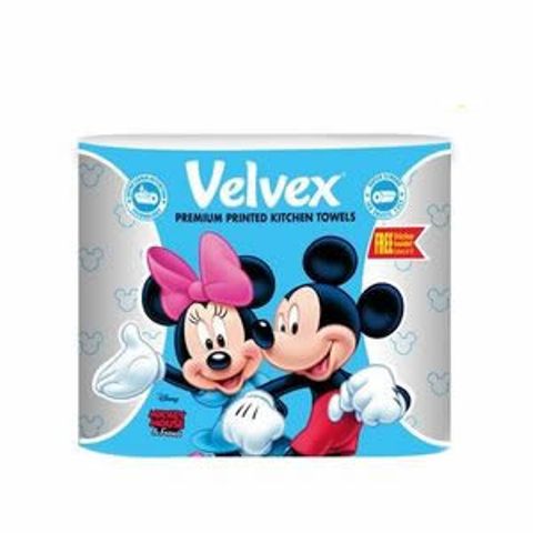 Velvex Premium Printed Disney Mickey & Minnie Kitchen Towels - 2 Rolls (Free sticker inside! Collect all 15)