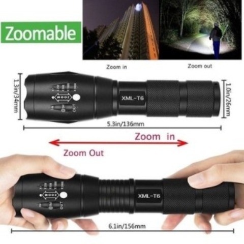 T6 Tactical Military LED Flashlight Torch 3000000LM Zoomable 5-Mode