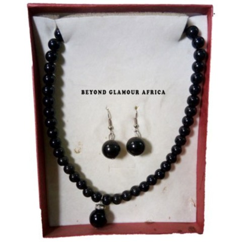 Ladies Black Pearl Jewelry Set
