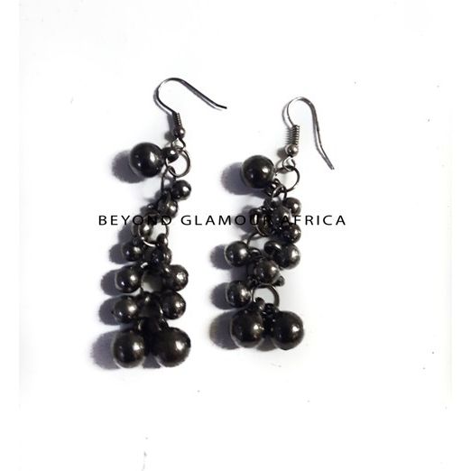 Ladies Black Beaded Chandelier earrings